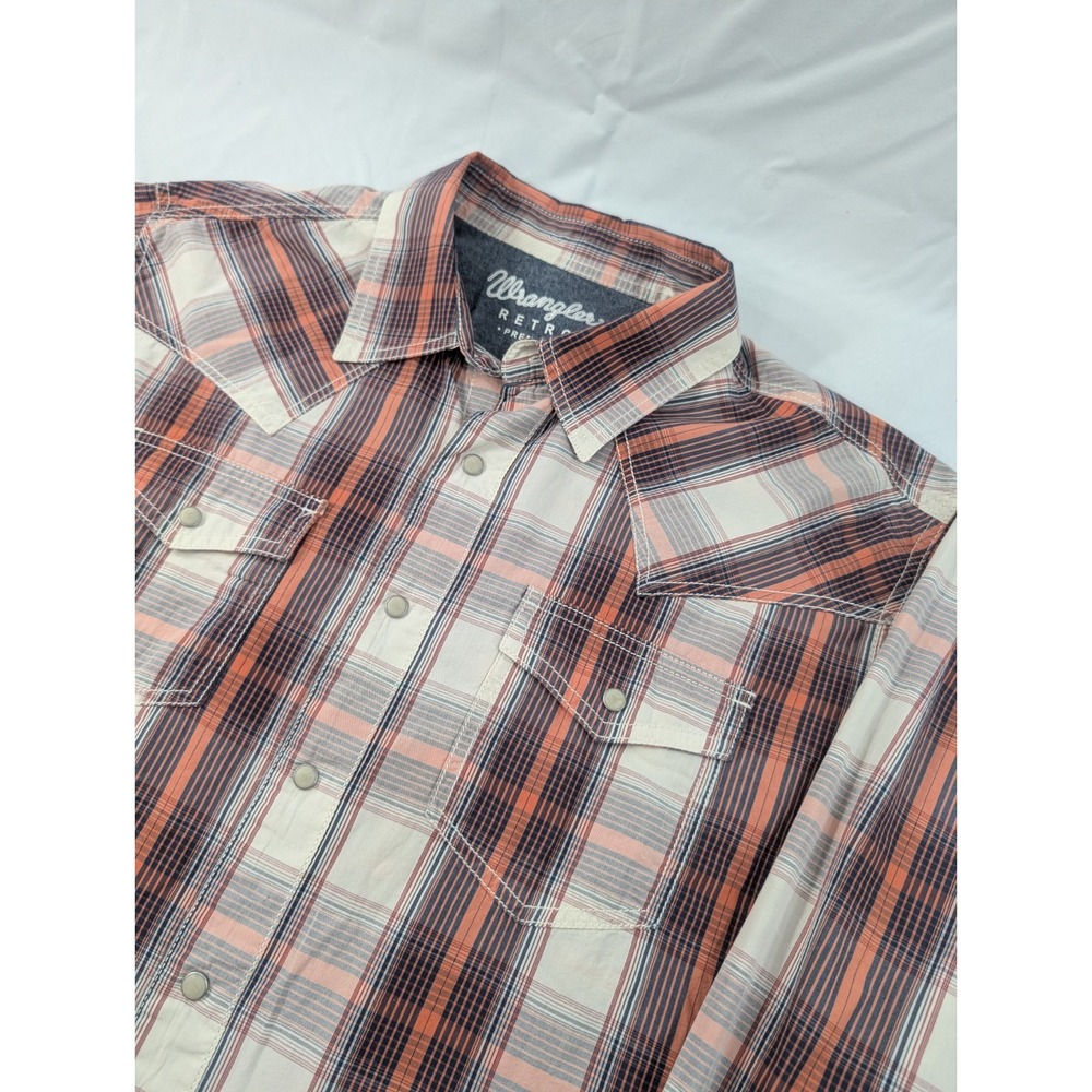 Wrangler Retro Premium Men's XL Pearl Snap Cotton Long Sleeve‎ Cowboy Rodeo